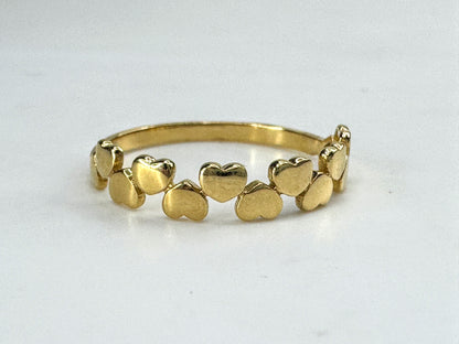 14K yellow Gold Two Row Heart Cut Out Stackable Ring 1.2g s7.25 JR1851