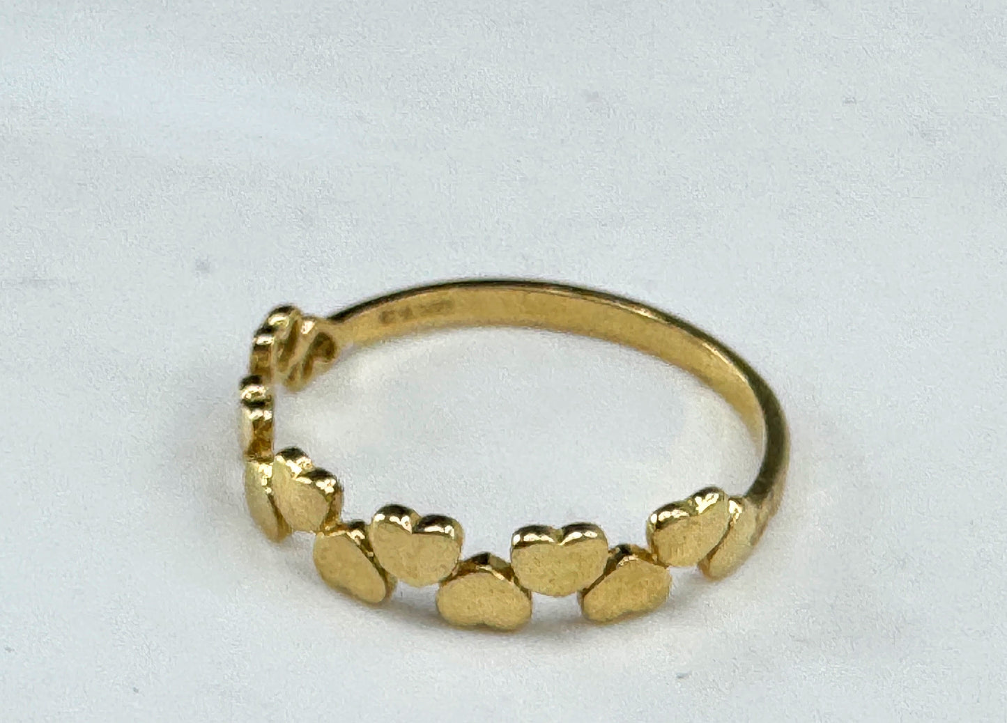 14K yellow Gold Two Row Heart Cut Out Stackable Ring 1.2g s7.25 JR1851