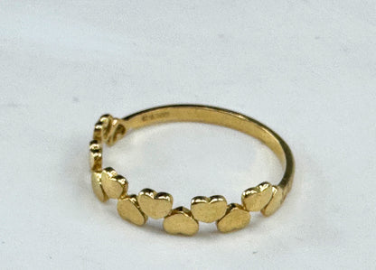 14K yellow Gold Two Row Heart Cut Out Stackable Ring 1.2g s7.25 JR1851