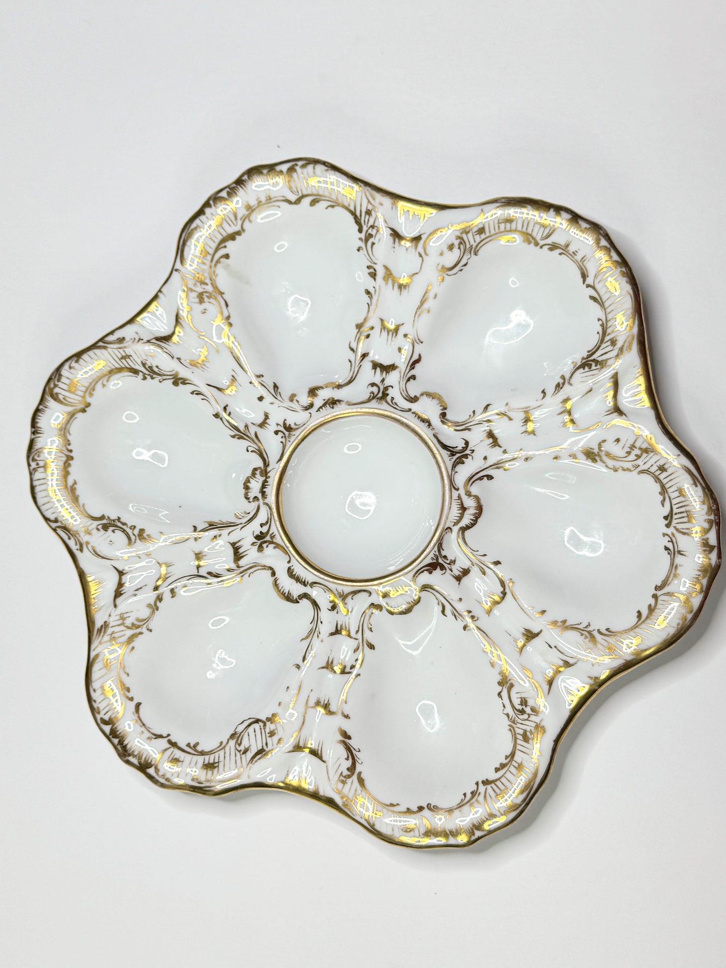 Rare Antique Dresden Richard Klemm Oyster Plate 9” Germany Heavy Gold Gilt