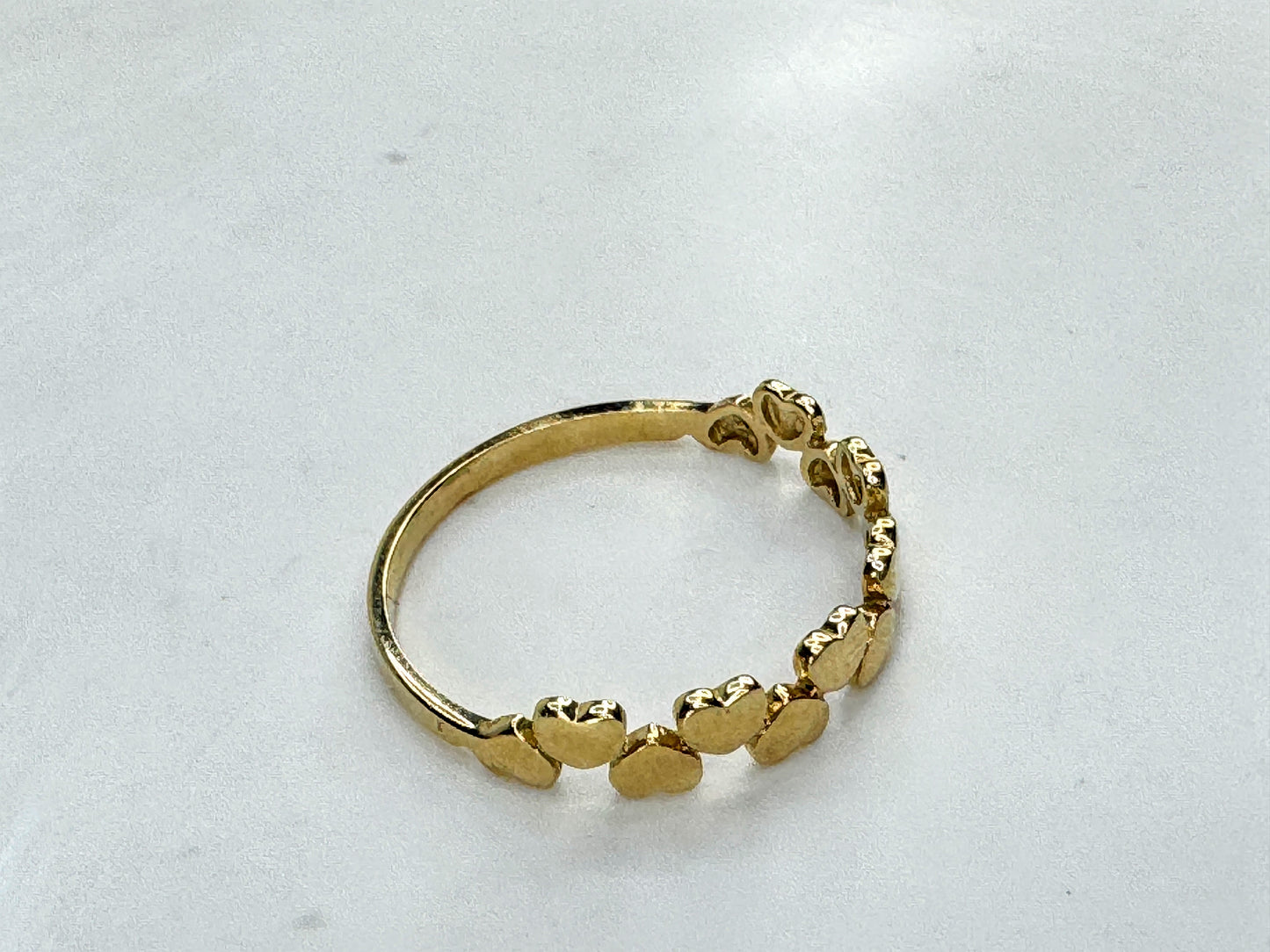 14K yellow Gold Two Row Heart Cut Out Stackable Ring 1.2g s7.25 JR1851