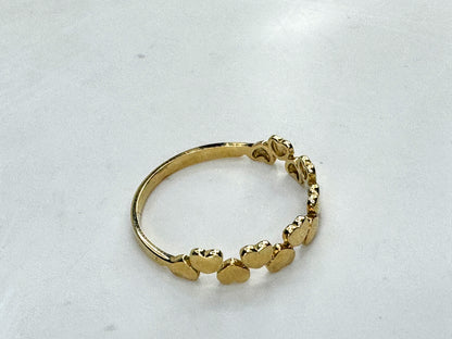 14K yellow Gold Two Row Heart Cut Out Stackable Ring 1.2g s7.25 JR1851