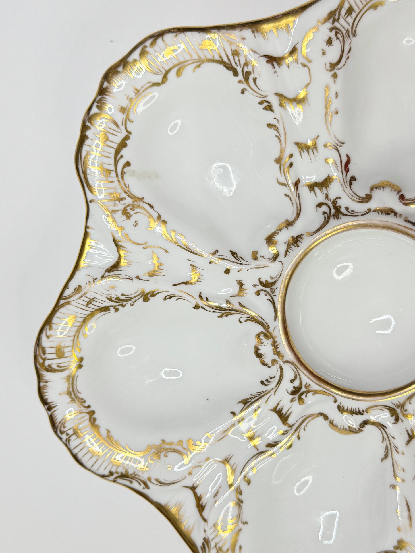 Rare Antique Dresden Richard Klemm Oyster Plate 9” Germany Heavy Gold Gilt