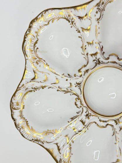 Rare Antique Dresden Richard Klemm Oyster Plate 9” Germany Heavy Gold Gilt