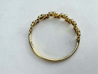 14K yellow Gold Two Row Heart Cut Out Stackable Ring 1.2g s7.25 JR1851