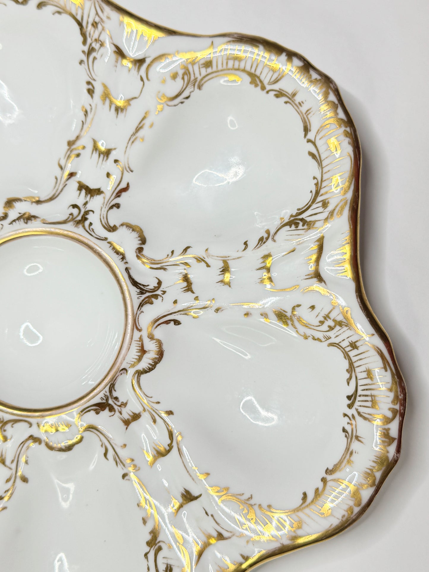 Rare Antique Dresden Richard Klemm Oyster Plate 9” Germany Heavy Gold Gilt