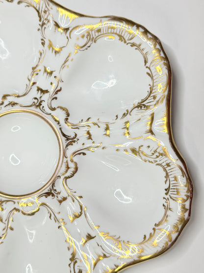 Rare Antique Dresden Richard Klemm Oyster Plate 9” Germany Heavy Gold Gilt