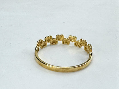 14K yellow Gold Two Row Heart Cut Out Stackable Ring 1.2g s7.25 JR1851