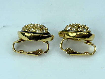 Christian Dior Classic Teardrop Shaped Black Enamel Pave Rhinestones GS466