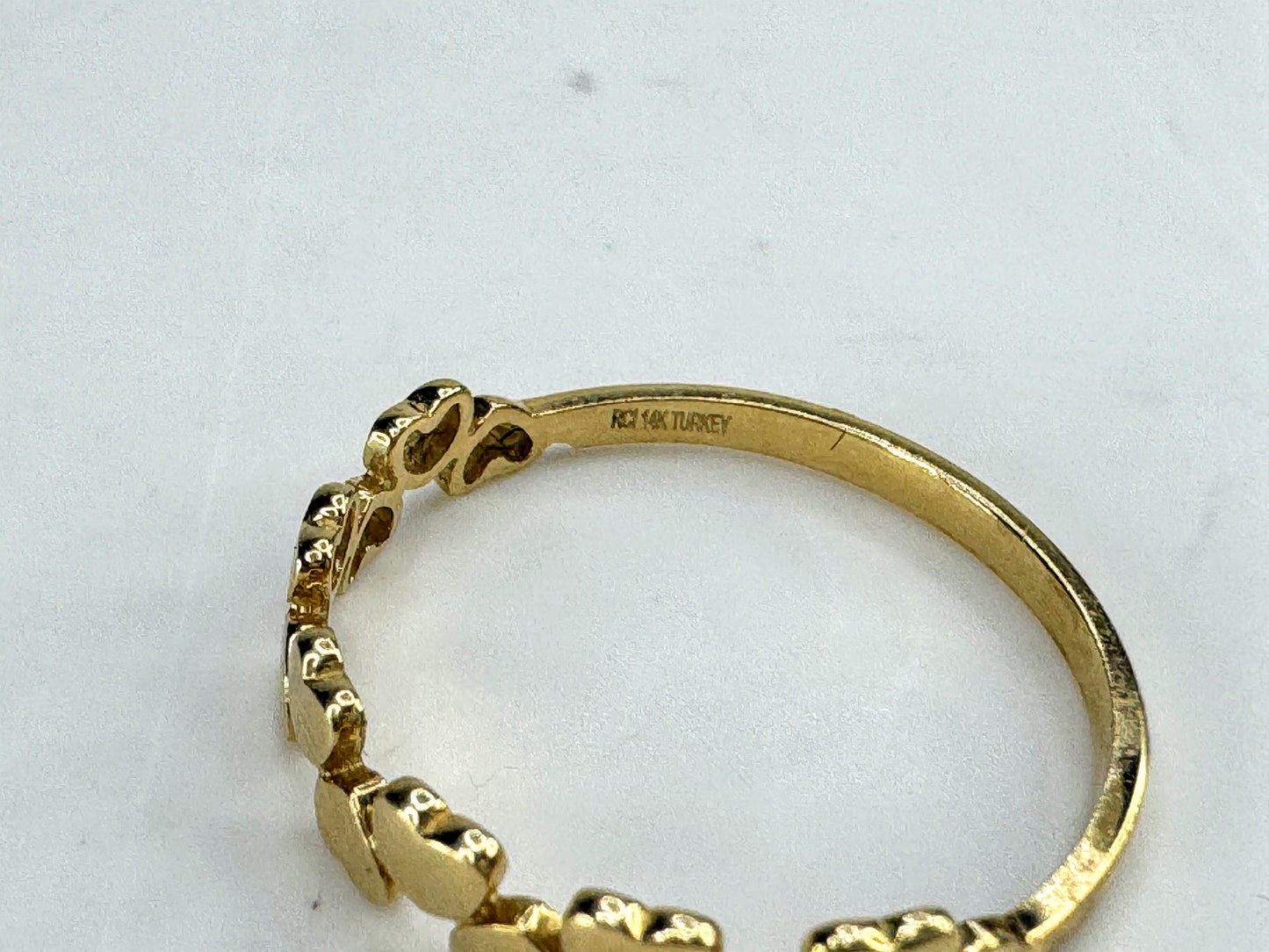 14K yellow Gold Two Row Heart Cut Out Stackable Ring 1.2g s7.25 JR1851