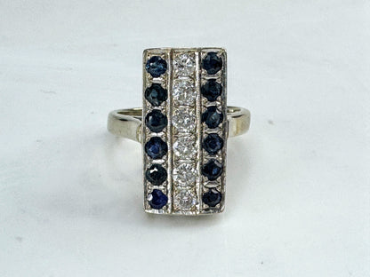 Art Deco 14K White Gold Diamond & Sapphire Ring 1.98 TCW Size 7 JR1852
