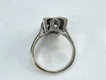 Art Deco 14K White Gold Diamond & Sapphire Ring 1.98 TCW Size 7 JR1852