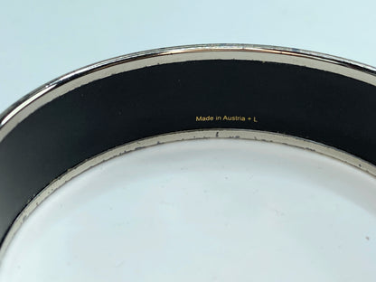 Hermès Enamel 'Torana' Wide Bangle Bracelet Black 65 GS179