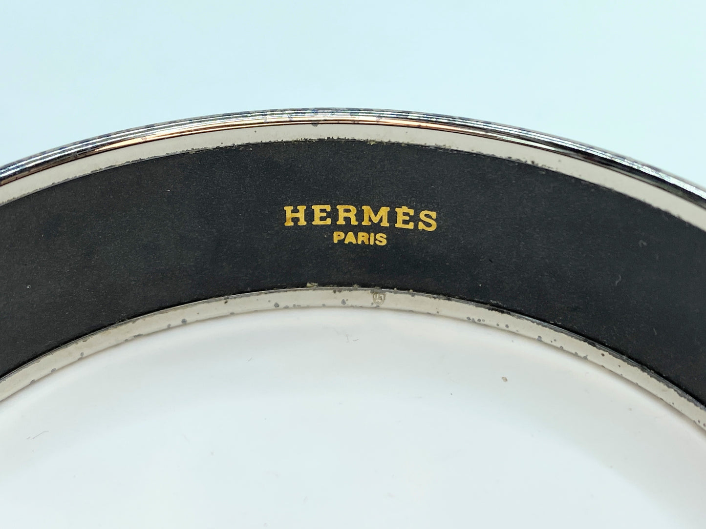 Hermès Enamel 'Torana' Wide Bangle Bracelet Black 65 GS179