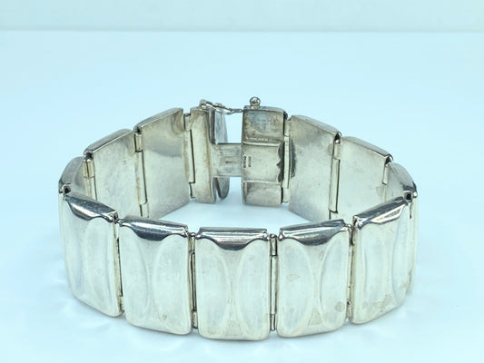 Italy Sterling Silver 925 Artisan Panel link bracelet 54.8g 7.5"