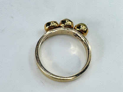 Vintage 14K Yellow Gold Three Ethiopian Opal Cabochon Ring JR1855