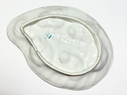 Antique French Majolica Oyster Plate, Pink Seaweed Design, c.1890 — 10” A665