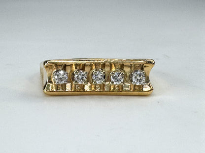 Vintage 14K Yellow Gold Five Diamond 0.3ct Men’s Ring Size 10.25 JR1856