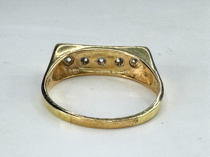 Vintage 14K Yellow Gold Five Diamond 0.3ct Men’s Ring Size 10.25 JR1856