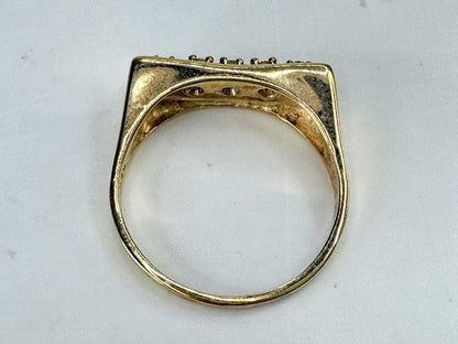 Vintage 14K Yellow Gold Five Diamond 0.3ct Men’s Ring Size 10.25 JR1856