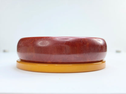 Bakelite Catalin nature grain pattern oxblood burgundy amber color bangle GS182