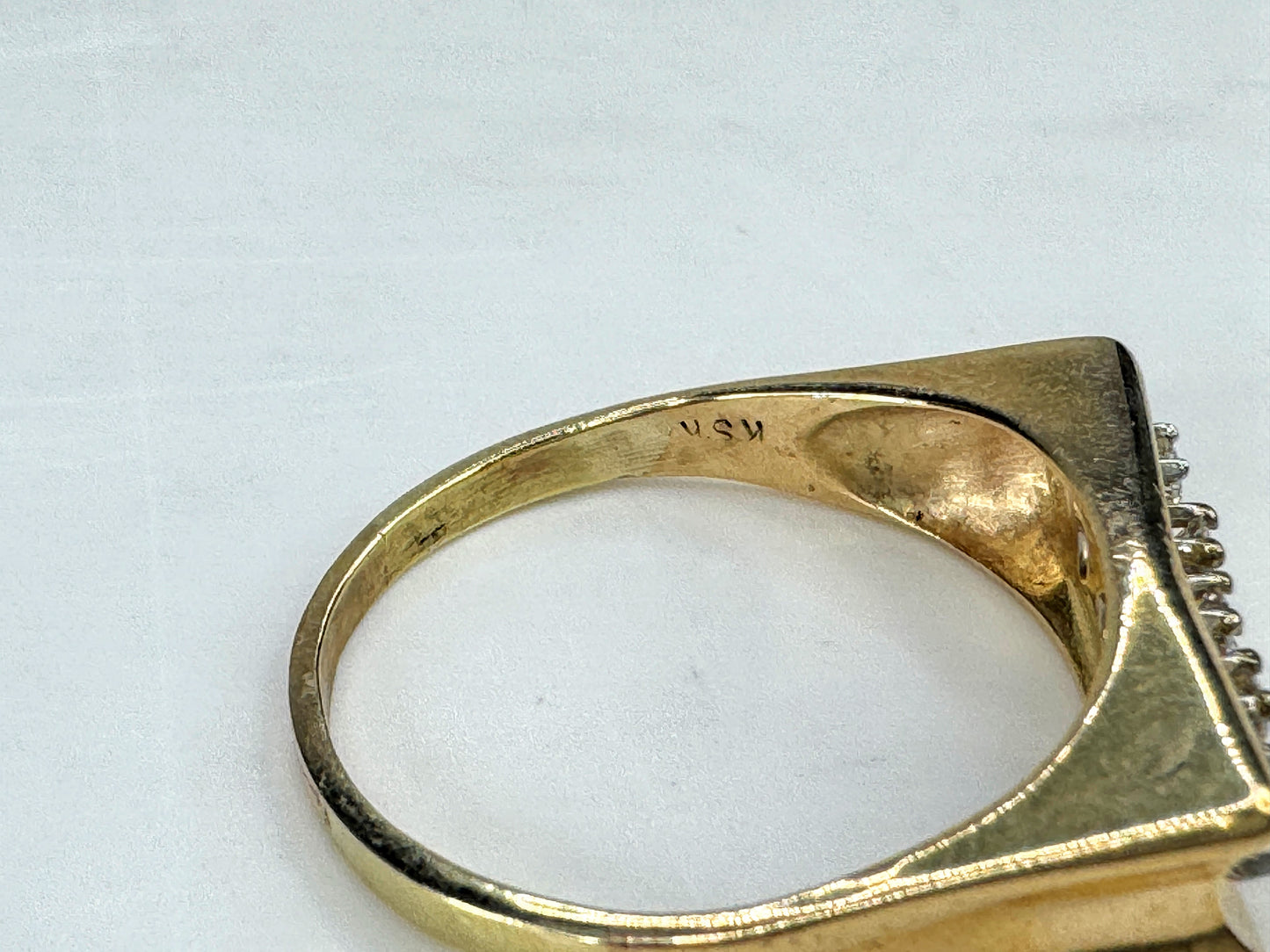 Vintage 14K Yellow Gold Five Diamond 0.3ct Men’s Ring Size 10.25 JR1856