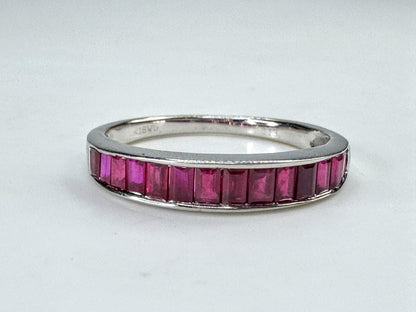 18K White Gold 1.15ctw Ruby Baguette Channel Band Ring 4.2g s8.5 JR1857