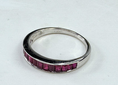 18K White Gold 1.15ctw Ruby Baguette Channel Band Ring 4.2g s8.5 JR1857