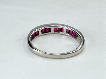 18K White Gold 1.15ctw Ruby Baguette Channel Band Ring 4.2g s8.5 JR1857