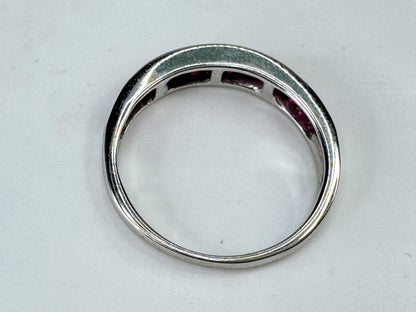 18K White Gold 1.15ctw Ruby Baguette Channel Band Ring 4.2g s8.5 JR1857
