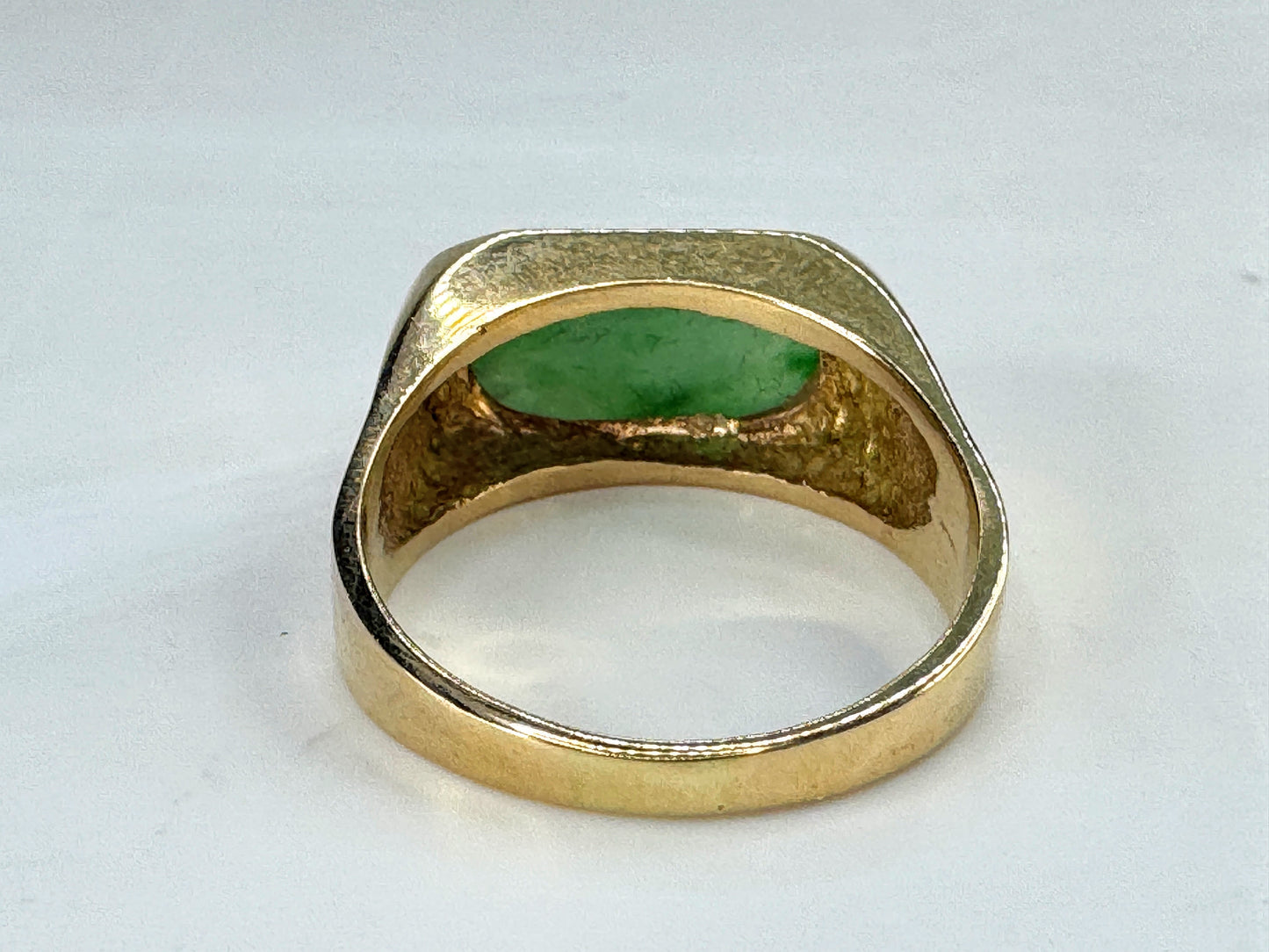 Vintage 14K Gold Jadeite Saddle Ring Men’s 8.1g Size 9.5 JR1858