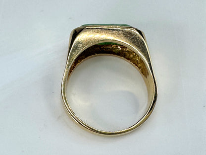 Vintage 14K Gold Jadeite Saddle Ring Men’s 8.1g Size 9.5 JR1858