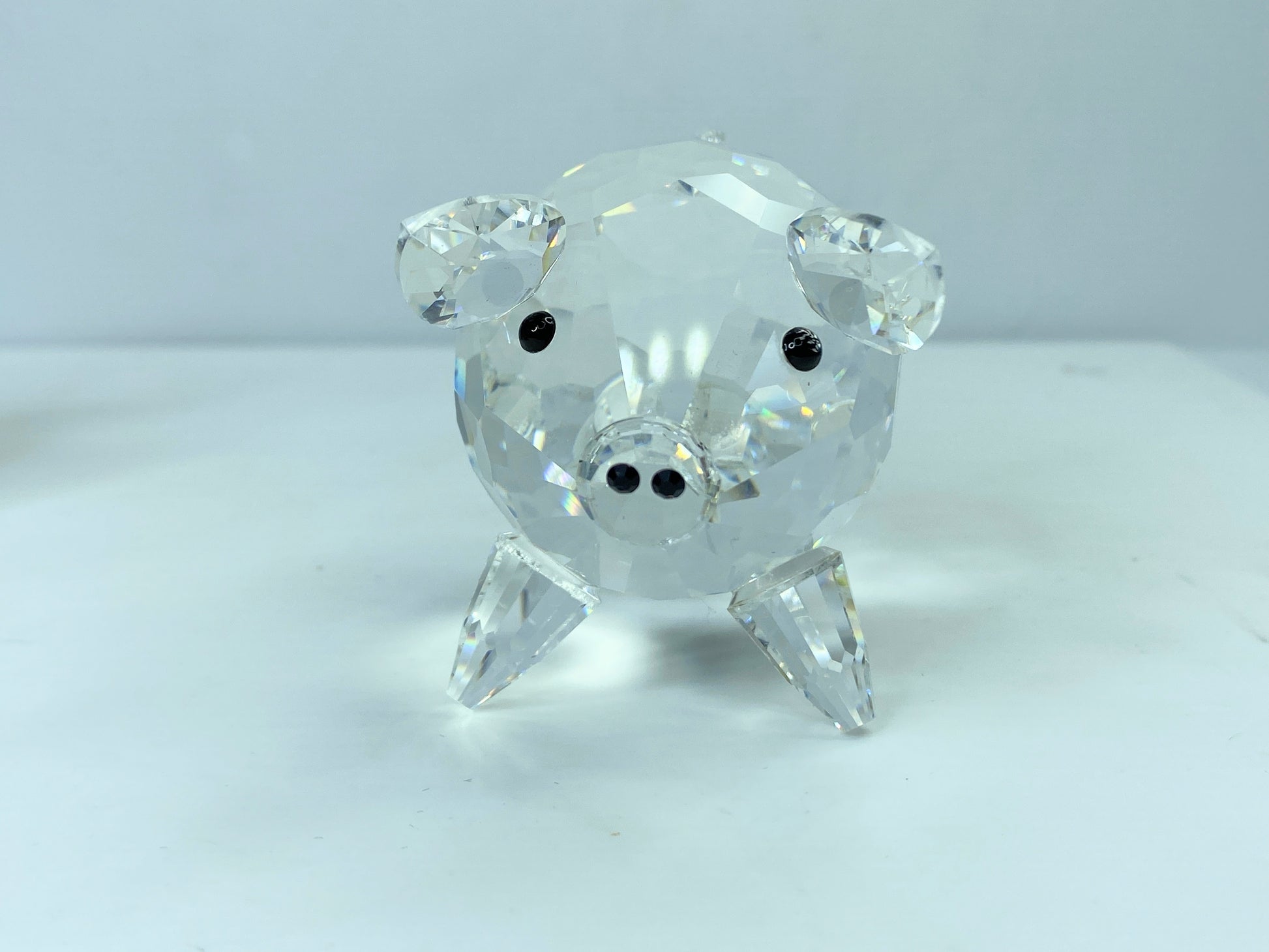 Swarovski Silver Crystal Pig Figurine w/Black Eyes large Size COA mirror S72
