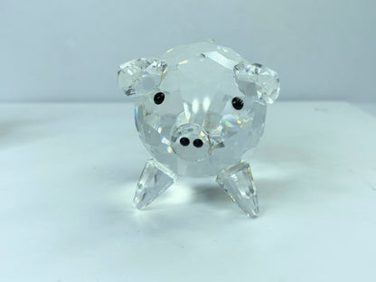 Swarovski Silver Crystal Pig Figurine w/Black Eyes large Size COA mirror S72
