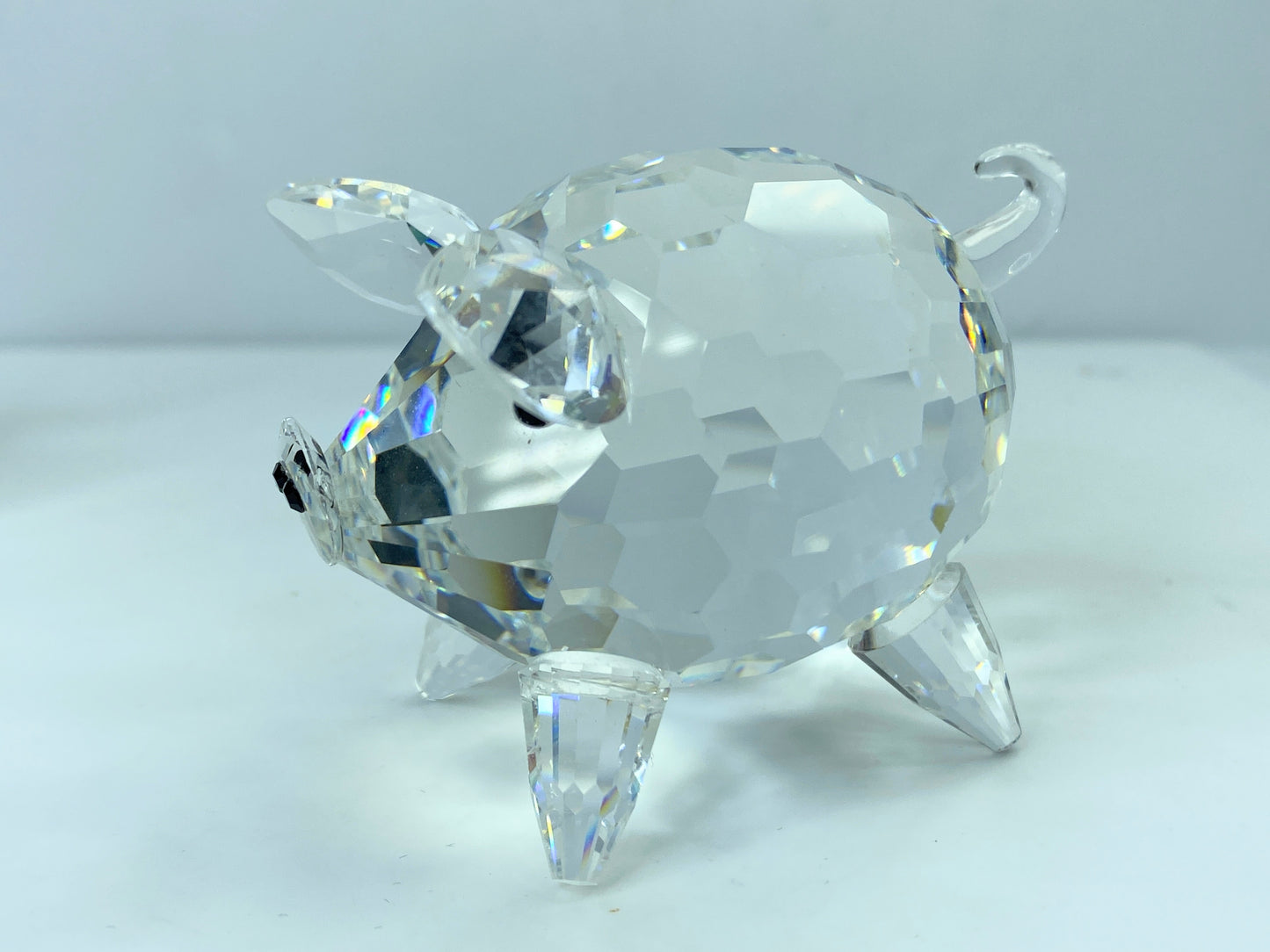 Swarovski Silver Crystal Pig Figurine w/Black Eyes large Size COA mirror S72