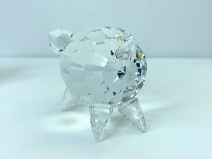 Swarovski Silver Crystal Pig Figurine w/Black Eyes large Size COA mirror S72