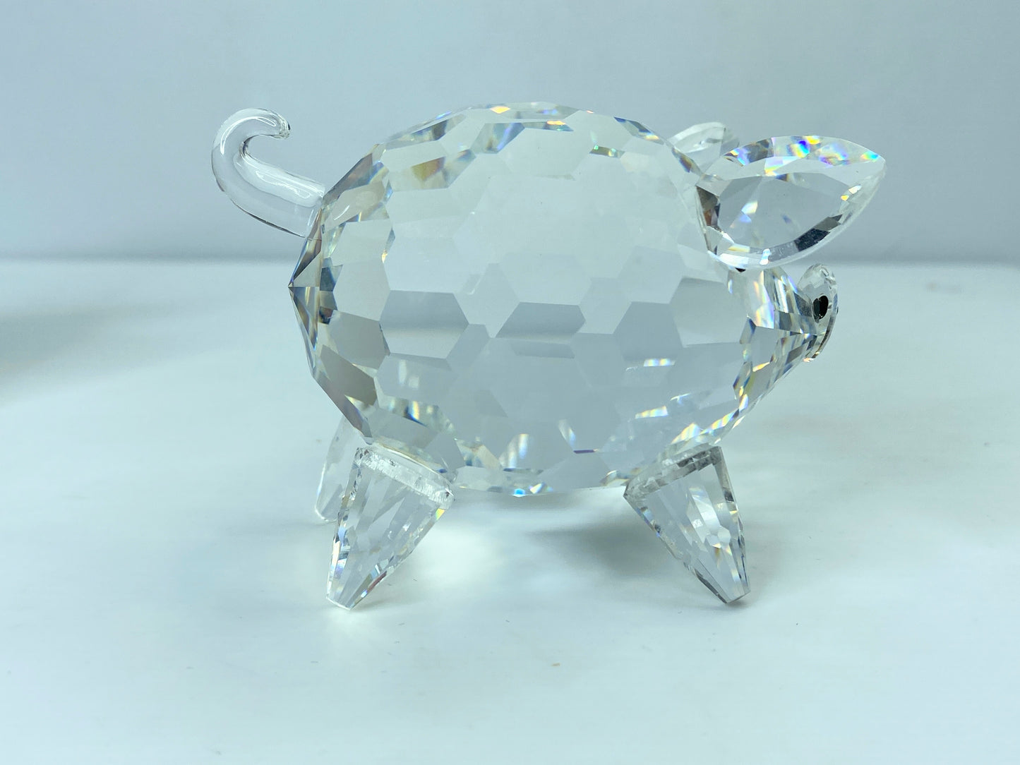 Swarovski Silver Crystal Pig Figurine w/Black Eyes large Size COA mirror S72