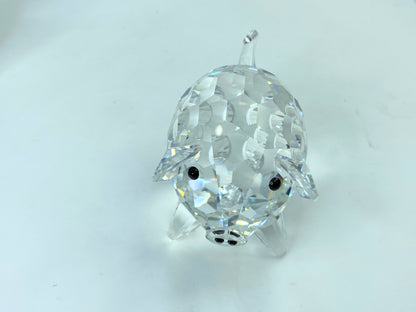 Swarovski Silver Crystal Pig Figurine w/Black Eyes large Size COA mirror S72