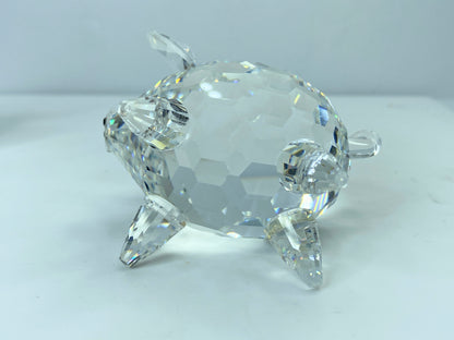 Swarovski Silver Crystal Pig Figurine w/Black Eyes large Size COA mirror S72