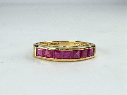 14K yellow Gold Ruby Channel Set Band Ring Size 6 Approx. 0.85 CTW JR1860