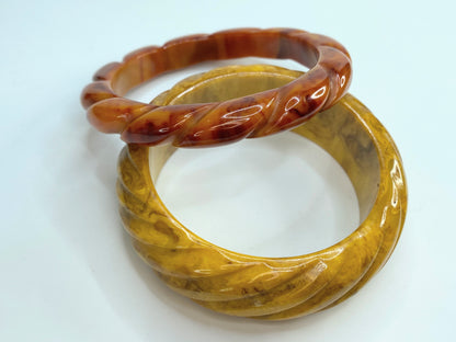 Bakelite Mississippi Swamp Butterscotch and Brown Marble bangles 82.5g