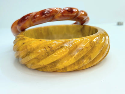 Bakelite Mississippi Swamp Butterscotch and Brown Marble bangles 82.5g