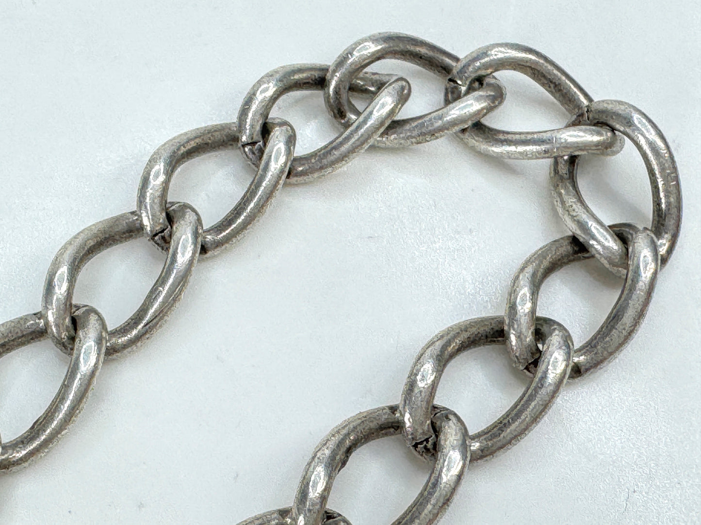 British Sterling Silver Curb Link Bracelet with Heart Padlock Clasp 7.5" JR1863