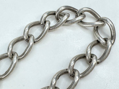 British Sterling Silver Curb Link Bracelet with Heart Padlock Clasp 7.5" JR1863