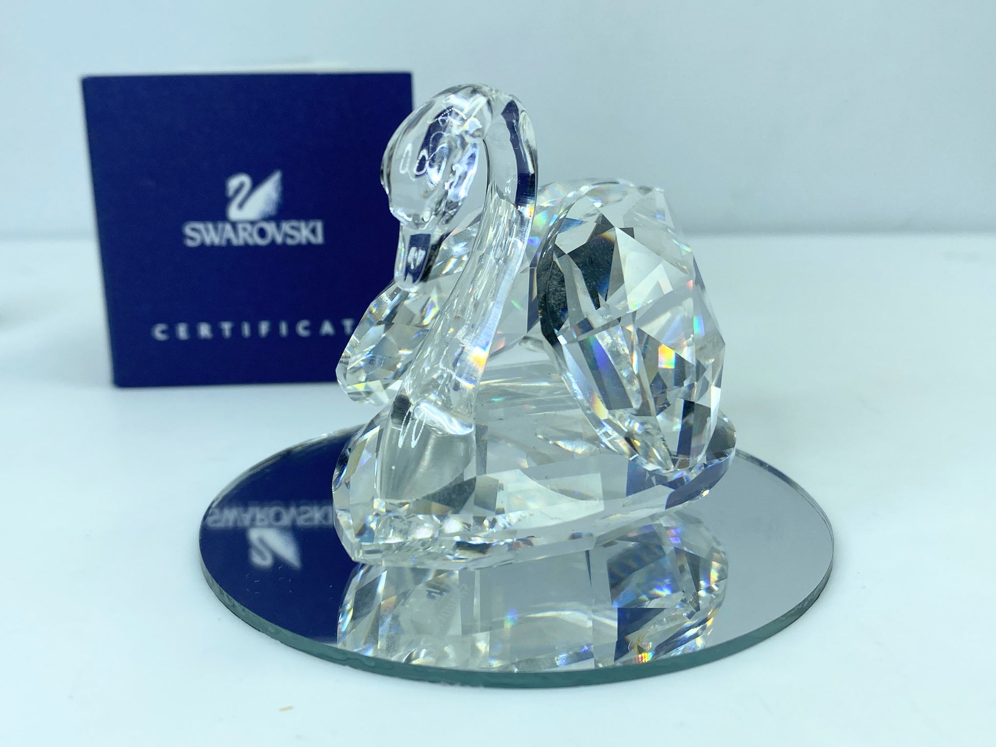 Swarovski Crystal Swan Beauties by the Lake Retired large 2 3/4" COA Mirror S84