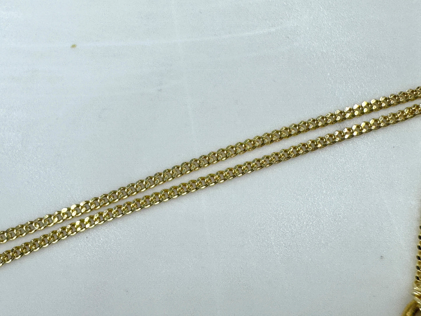 Vintage 14K gold Heart Locket necklace 16" diamond-cut chain 2.2g 16"  JR1866
