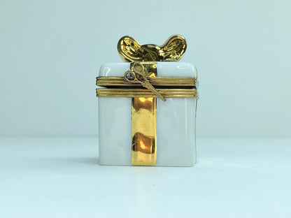 La Gloriette Limoges Gift box golden ribbon Scissor clasp trinket A238