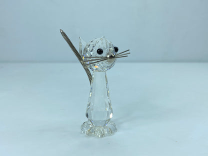 Swarovski Cat With metal Tails Whiskers 3"H Large 7634NR70 COA Mirror S85