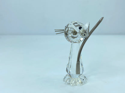 Swarovski Cat With metal Tails Whiskers 3"H Large 7634NR70 COA Mirror S85