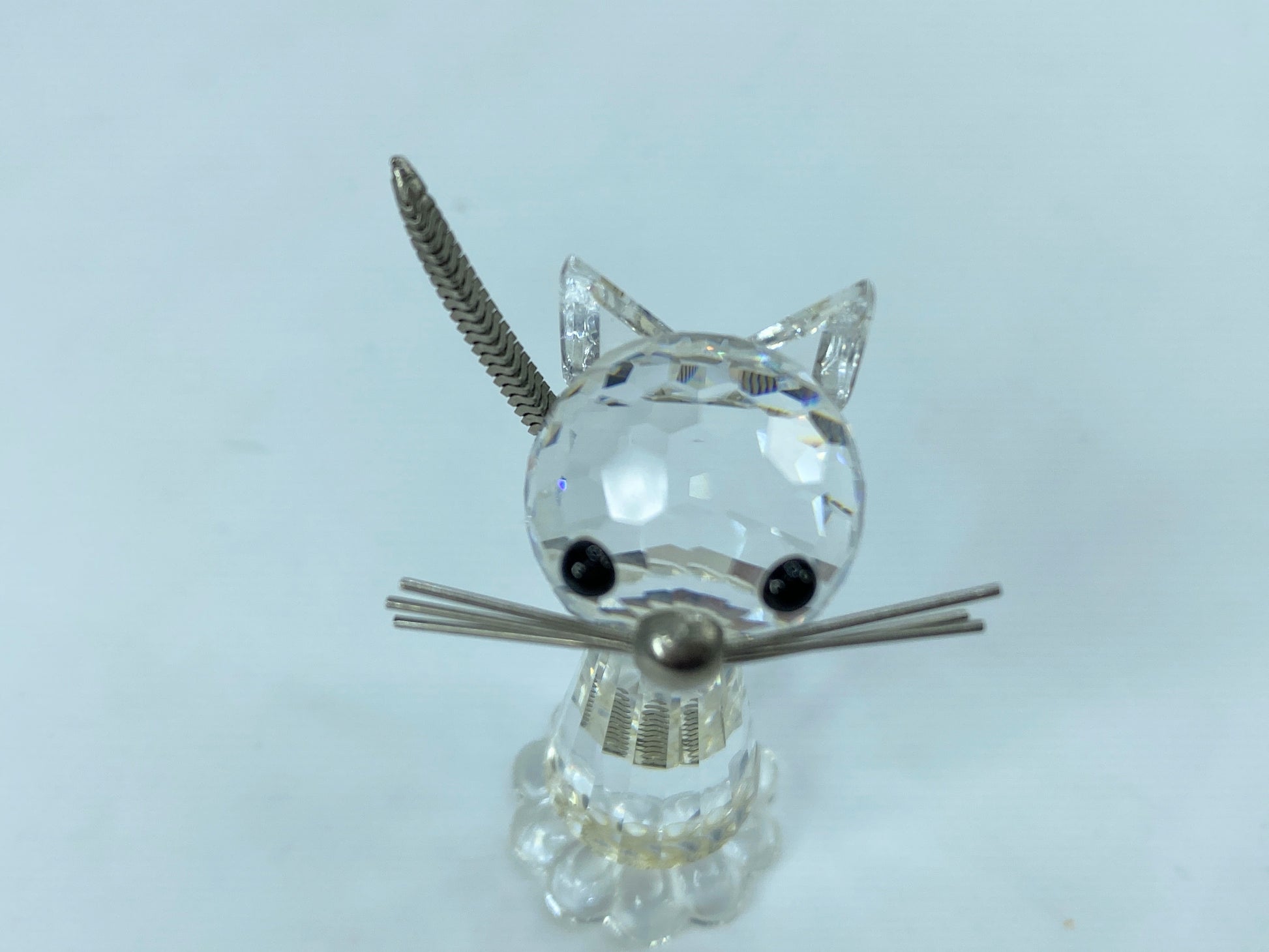Swarovski Cat With metal Tails Whiskers 3"H Large 7634NR70 COA Mirror S85